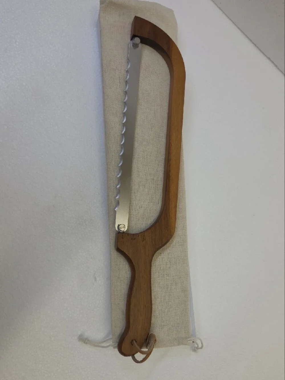 Wood Handle Bread Knife in Brown